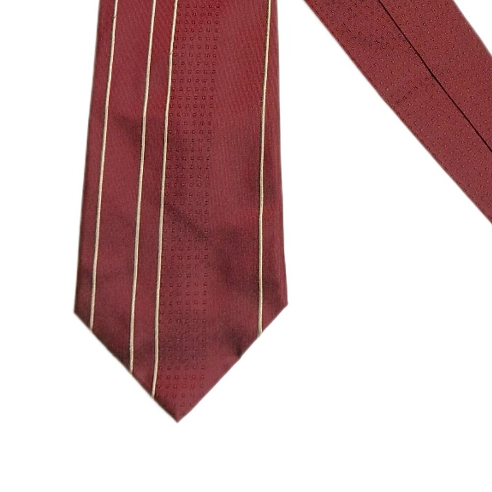 Chereskin Silk Tie Men’s 60” Burgundy Tan Stripe Preppy Designer Wide Tie New